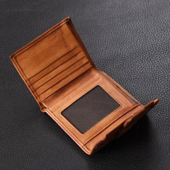 Handmade Mens Cool billfold Leather Wallet Men Small Slim Wallets Bifold for Men - imessengerbags