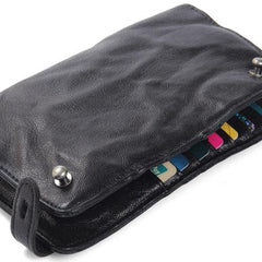 Handmade Leather Mens Cool Long Leather Wallet Bifold Clutch Wallet for Men