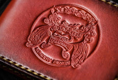 Handmade Leather License Wallet Tooled Mens billfold Wallet Cool Leather Wallet Slim Wallet for Men - imessengerbags