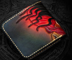 Handmade Leather Mah¨¡k¨¡la Tooled Mens billfold Wallet Cool Leather Wallet Slim Wallet for Men - imessengerbags