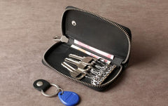 Handamde Genuine Leather Mens Cool Key Wallet Card Slim Wallet Key Holder Car Key Case for Men - imessengerbags