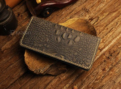 Handmade Leather Alligator Pattern Mens Cool Travel Long Wallet Card Holder Card Slim Clutch Wallets for Men - imessengerbags
