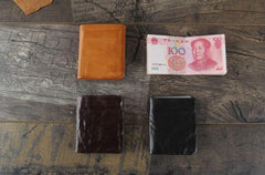 Handmade Genuine Leather Mens Cool Slim Leather Wallet Men Small Wallets Bifold for Men - imessengerbags