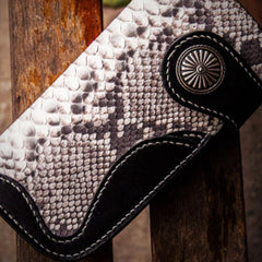 Handmade Leather Black Mens Chain Biker Wallet Cool Leather Wallet Long Clutch Wallets for Men - imessengerbags