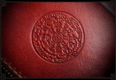 Handmade Leather Small Tooled Mens billfold Wallet Cool Chain Wallet Biker Wallet for Men
