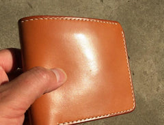 Handmade Leather Mens Cool billfold Leather Wallet Men Small Wallets Bifold for Men - imessengerbags