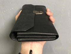 Handmade Genuine Leather Mens Cool Long Leather Wallet Phone Wallet Clutch Wallet for Men - imessengerbags