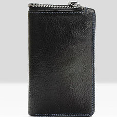 Handmade Mens Cool billfold Leather Wallet Men Small Zipper Wallets Bifold for Men - imessengerbags