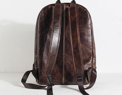 Genuine Leather Mens Cool Backpack Sling Bag Large Black Travel Bag Hiking Bag for men