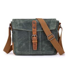 Mens Waxed Canvas Small Side Bag Messenger Bag Canvas Courier Bags for Men - imessengerbags