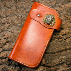 Handmade Long Wallet Mens Cool Leather Chain Wallet Biker Trucker Wallet with Chain - imessengerbags