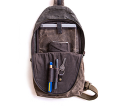 Canvas Leather Mens Cool Chest Bag Sling Bag Crossbody Bag Travel Bag Hiking Bag for men - imessengerbags