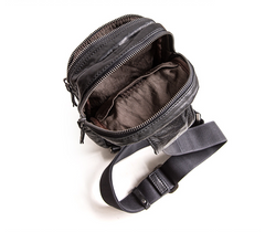 Genuine Leather Mens Cool Chest Bag Sling Bag Crossbody Bag Travel Bag Hiking Bag for men - imessengerbags
