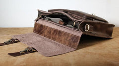 Genuine Leather Mens Cool Messenger Bag Briefcase Work Bag Laptop Bag for men