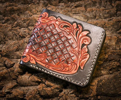 Handmade Leather Eagle Tooled Mens billfold Wallet Cool Leather Wallet Slim Wallet for Men - imessengerbags