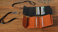 Genuine Leather Mens Cool billfold Leather Wallet Men Small Wallets Trifold for Men - imessengerbags