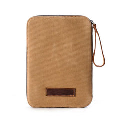Cool Waxed Canvas Leather Mens Wristlet Bag Work Clutch Zipper Bag for Men