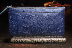 Handmade Leather Mens Cool Zipper Phone Travel Long Wallet Holder Slim Clutch Wallets for Men - imessengerbags