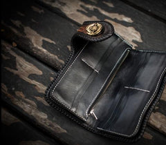 Handmade Leather Carp Mens Chain Biker Wallet Cool Leather Wallet With Chain Wallets for Men - imessengerbags