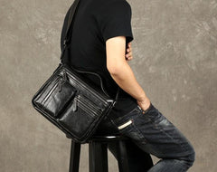 Genuine Leather Mens Cool Messenger Bag Briefcase Work Bag Business Bag for men