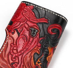 Handmade Leather Monster Mens Chain Biker Wallet Cool Leather Wallet Long Phone Wallets for Men
