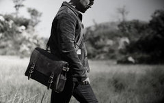 Genuine Leather Mens Cool Messenger Bag Briefcase Work Bag Business Bag for men