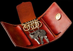 Handmade Leather Tooled Mens Cool Car Key Wallet Car Key Holder Car KeyChain for Men - imessengerbags