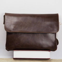 Cool Leather Mens Small Side Bag 11inch Clutch Purse Bag Messenger Bag for Men