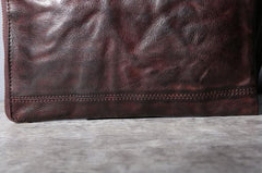 Handmade Genuine Leather Mens Clutch Cool Slim Wallet Zipper Clutch Wristlet Wallet for Men