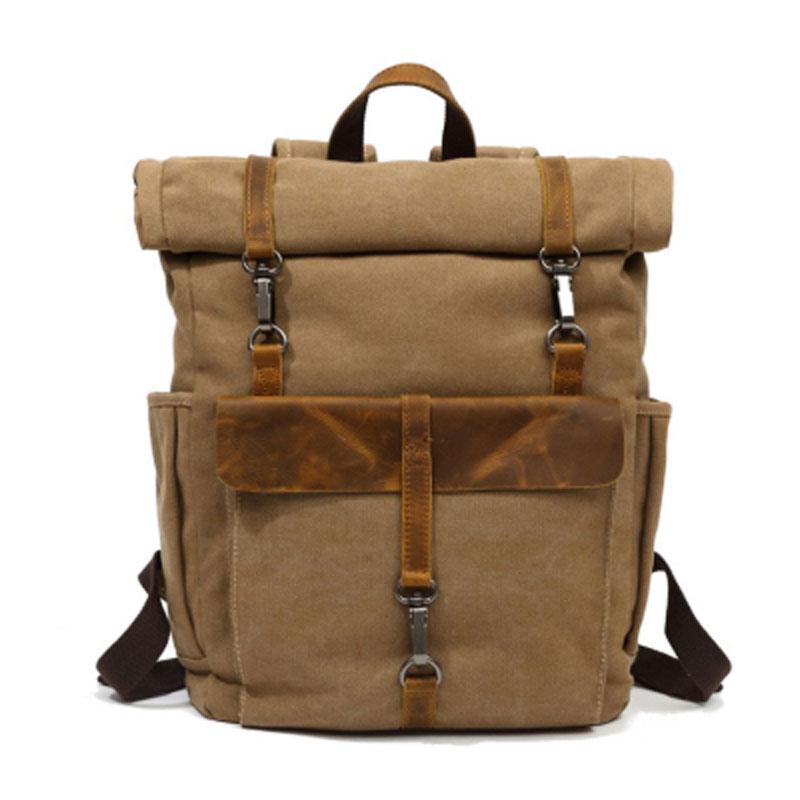 Cool Canvas Mens Travel Backpack Canvas School Backpack Laptop Backpack for Men