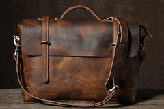 Handmade Leather Mens Cool Messenger Bag Briefcase Work Bag Business Bag Laptop Bag for men - imessengerbags