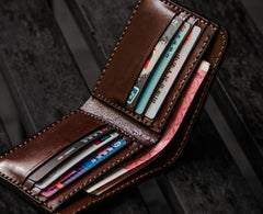 Handmade Leather Indian Chief Tooled Mens billfold Wallet Cool Leather Wallet Slim Wallet for Men - imessengerbags
