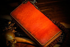 Handmade Leather Mens Chain Biker Wallet Cool Leather Wallet Long Clutch Wallets for Men - imessengerbags