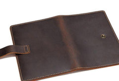 Handmade Mens Leather Small Slim Passport Wallet Vintage Bifold Long Wallet For Men - imessengerbags
