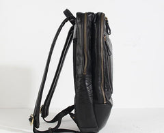 Genuine Leather Mens Cool Backpack Sling Bag Large Black Travel Bag Hiking Bag for men