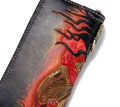 Handmade Leather Mahākāla Mens Chain Biker Wallet Cool Leather Wallet With Chain Wallets for Men
