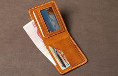 Handmade Leather Mens Cool Slim Leather Wallet Card Wallet Holders Men Small Wallets Bifold for Men - imessengerbags
