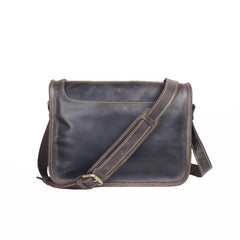 Handmade Dark Coffee Leather Mens 10 inches Courier Bag Brown Messenger Bags Dark Brown Postman Bags For Men - imessengerbags