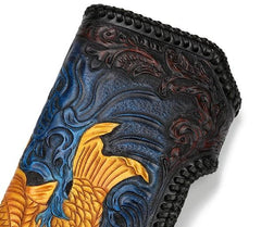 Handmade Leather Carp Mens Chain Biker Wallet Cool Leather Wallet With Chain Wallets for Men
