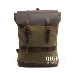 Cool Canvas Leather Mens School Backpack Laptop Backpack Canvas Travel Backpack Canvas for Men - imessengerbags