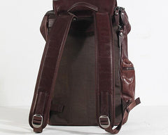 Genuine Leather Mens Cool Backpack Sling Bag Large Black Travel Bag Hiking Bag for men - imessengerbags