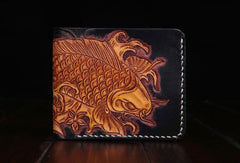 Handmade Leather Carp Mens billfold Wallet Cool Leather Wallet Slim Wallet for Men - imessengerbags