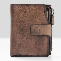 Handmade Mens Cool billfold Leather Wallet Men Small Slim Wallets Bifold for Men - imessengerbags