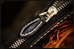 Handmade Leather Acalanatha Mens Chain Biker Wallet Cool Leather Wallet With Chain Wallets for Men - imessengerbags
