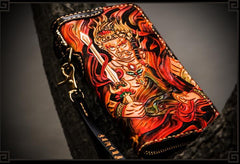 Handmade Leather Acalanatha Mens Chain Biker Wallet Cool Leather Wallet With Chain Wallets for Men - imessengerbags