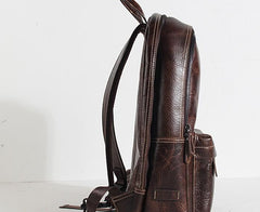 Genuine Leather Mens Cool Backpack Sling Bag Large Black Travel Bag Hiking Bag for men