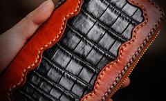 Handmade Leather Mens Chain Biker Wallet Cool Leather Wallet Long Clutch Wallets for Men - imessengerbags