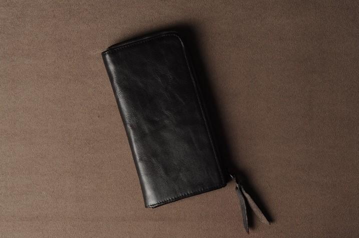 Genuine Leather Mens Cool Long Leather Wallet Cards Phone Zipper Clutch Wristlet Wallet for Men - imessengerbags