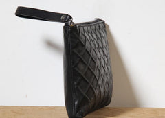Genuine Leather Mens Clutch Cool Slim Wallet Zipper Clutch Wristlet Wallet for Men