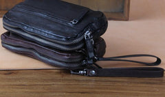 Handmade Genuine Leather Mens Cool Long Leather Wallet Zipper Clutch Wristlet Wallet for Men - imessengerbags